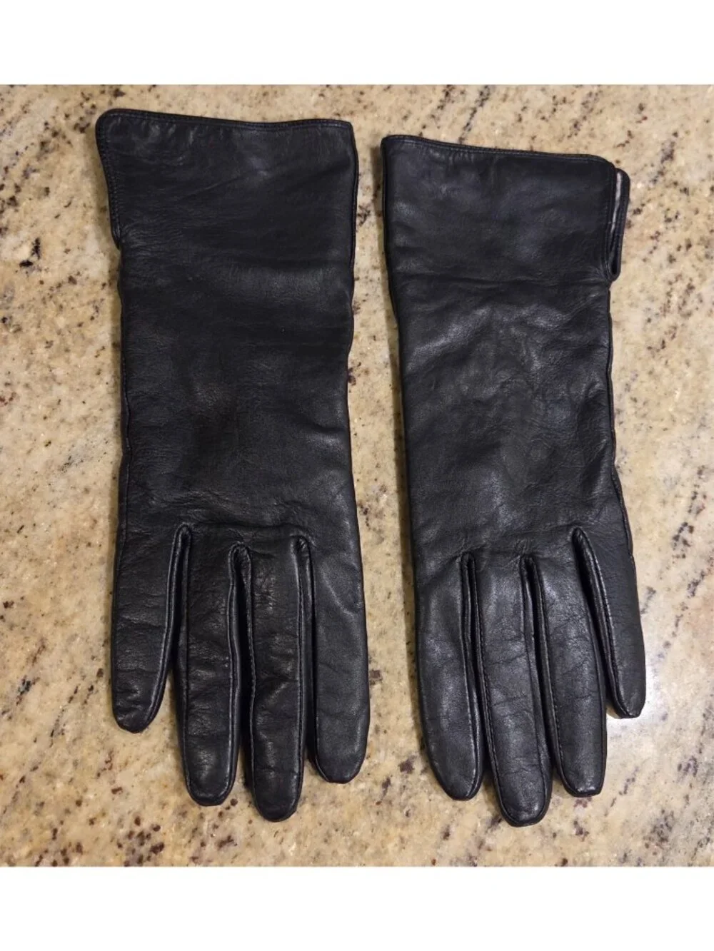 Merona Women's M/L Black Soft Leather Gloves Animal Print Lined